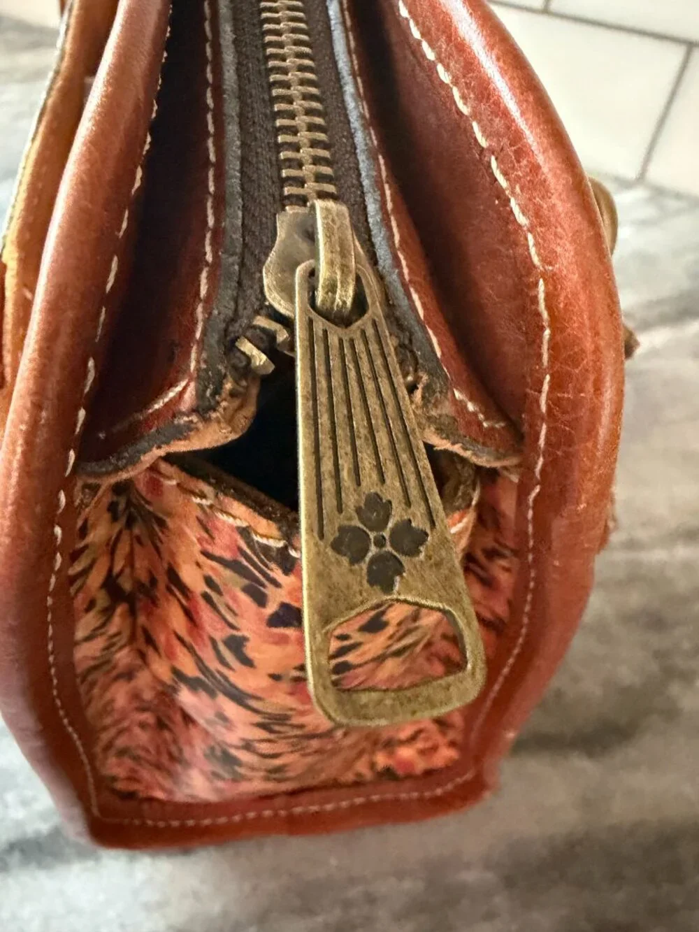 Patricia Nash Mini Blooms Dauphine Leather Satchel Bag Floral Organizer Top Han - Picture 6 of 11
